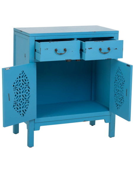 Meuble d’entrée bleu turquoise bois et MDF 66x36x78 cm Liomio  - 3