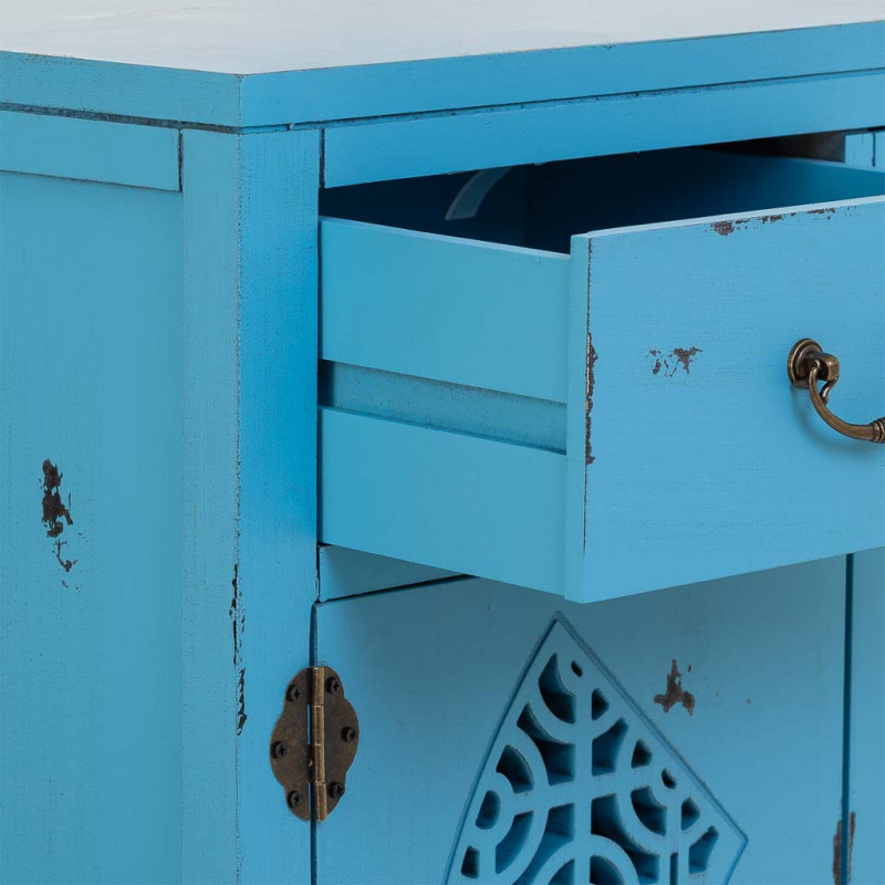Meuble d’entrée bleu turquoise bois et MDF 66x36x78 cm Liomio  - 5