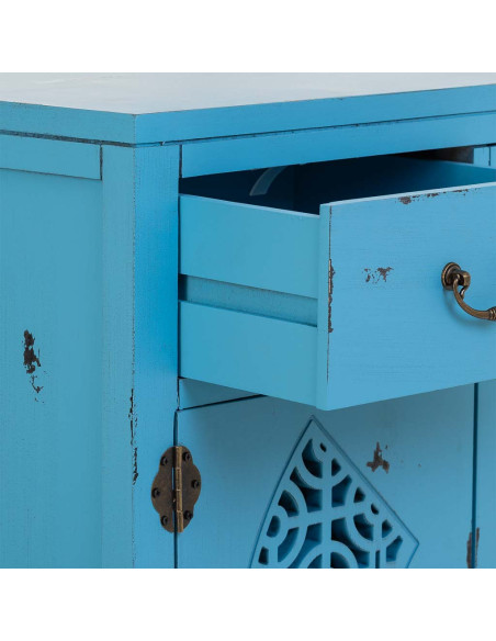 Meuble d’entrée bleu turquoise bois et MDF 66x36x78 cm Liomio  - 5