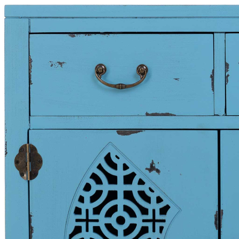 Meuble d’entrée bleu turquoise bois et MDF 66x36x78 cm Liomio  - 6