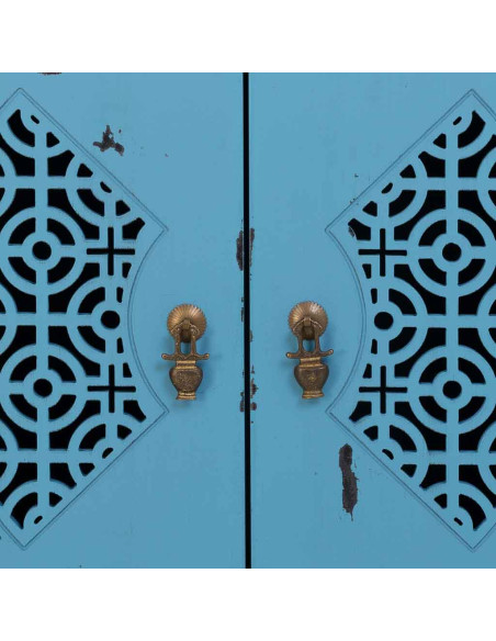 Meuble d’entrée bleu turquoise bois et MDF 66x36x78 cm Liomio  - 7