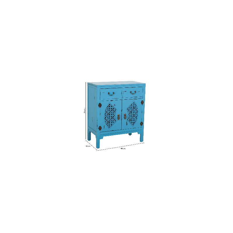Meuble d’entrée bleu turquoise bois et MDF 66x36x78 cm Liomio  - 8