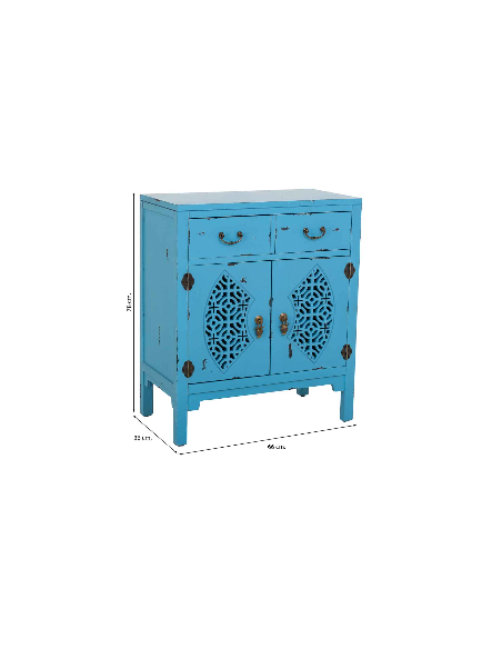 Meuble d’entrée bleu turquoise bois et MDF 66x36x78 cm Liomio  - 8