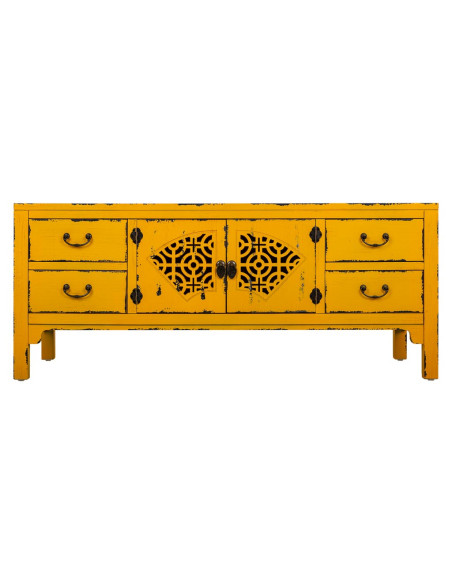 Buffet bas jaune moutarde bois et MDF 120x40x50 cm Liomio  - 2
