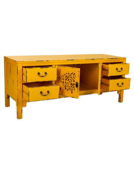 Buffet bas jaune moutarde bois et MDF 120x40x50 cm Liomio  - 3