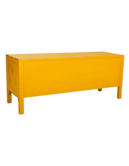 Buffet bas jaune moutarde bois et MDF 120x40x50 cm Liomio  - 4