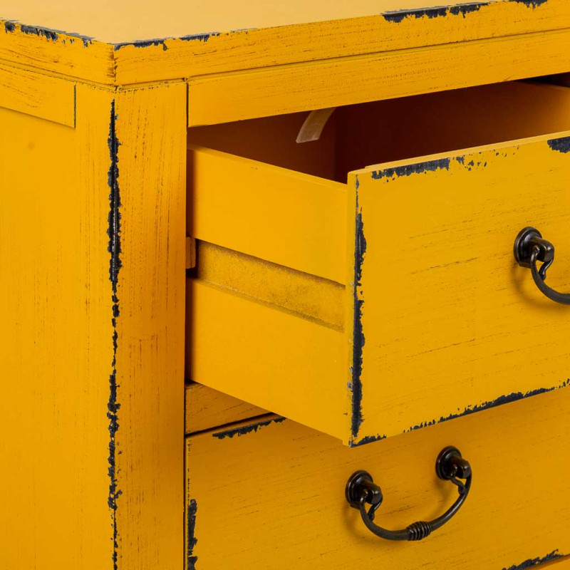Buffet bas jaune moutarde bois et MDF 120x40x50 cm Liomio  - 5