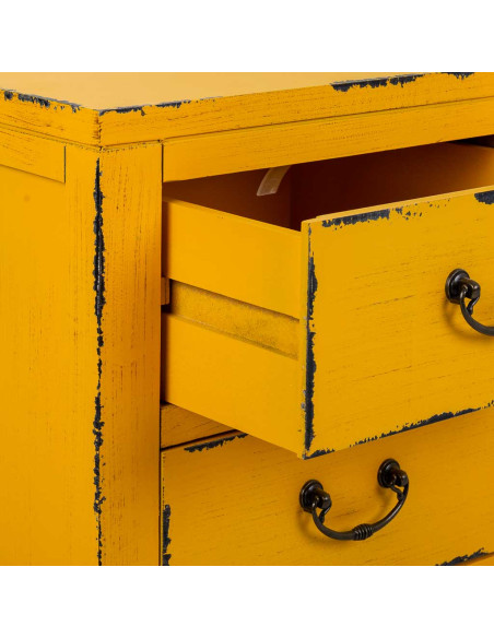 Buffet bas jaune moutarde bois et MDF 120x40x50 cm Liomio  - 5