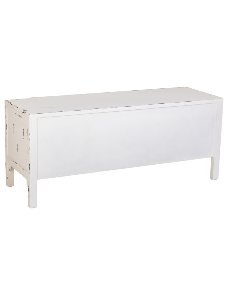 Buffet bas blanc vieilli bois et MDF 120x40x50 cm Liomio  - 4