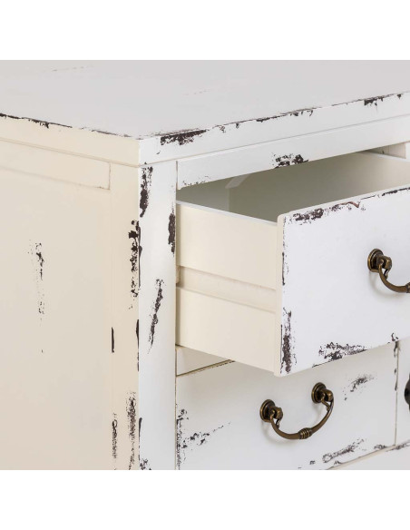 Buffet bas blanc vieilli bois et MDF 120x40x50 cm Liomio  - 5