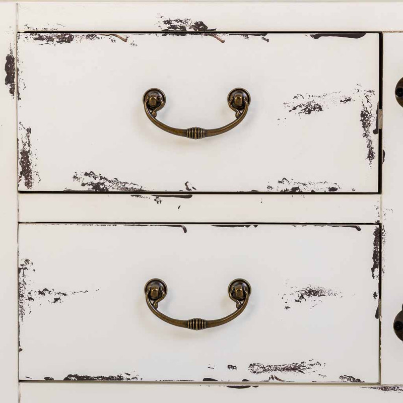 Buffet bas blanc vieilli bois et MDF 120x40x50 cm Liomio  - 6