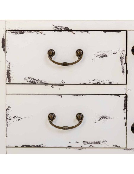 Buffet bas blanc vieilli bois et MDF 120x40x50 cm Liomio  - 6