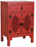 Table de chevet rouge patiné en bois de sapin et MDF 48x32x70 cm Liomio