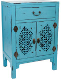 Table de chevet turquoise sapin et MDF 48x32x75 cm Liomio