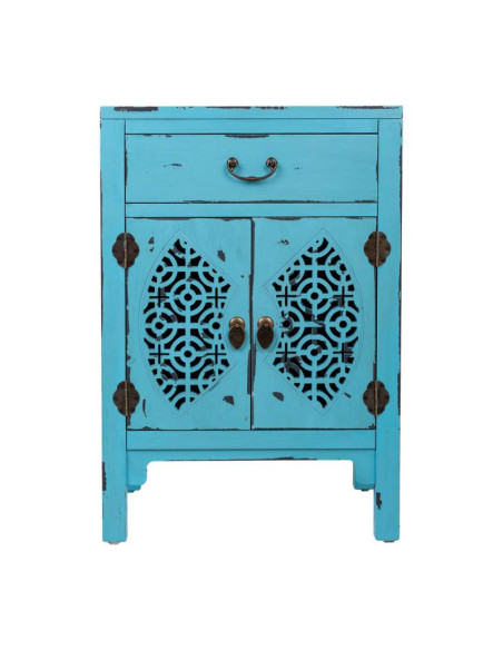 Table de chevet turquoise sapin et MDF 48x32x75 cm Liomio  - 2