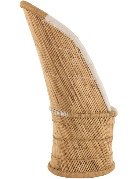 Fauteuil Rond Gus en Bambou Naturel Blanc - 3