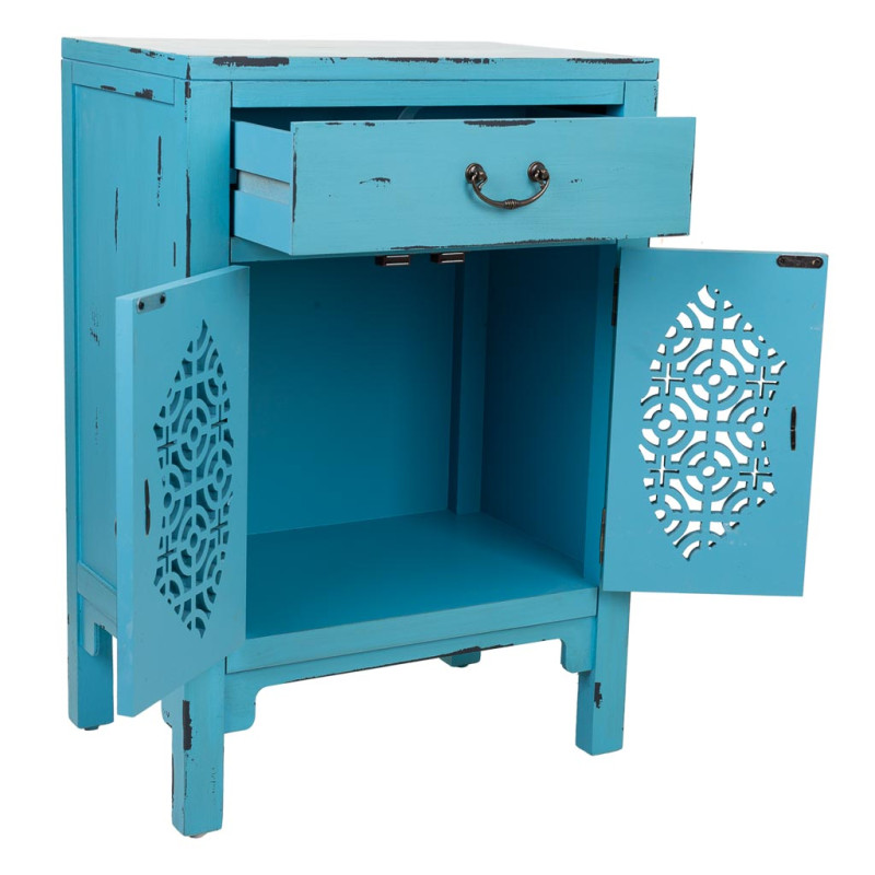 Table de chevet turquoise sapin et MDF 48x32x75 cm Liomio  - 3