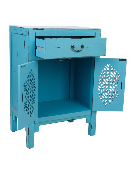 Table de chevet turquoise sapin et MDF 48x32x75 cm Liomio  - 3