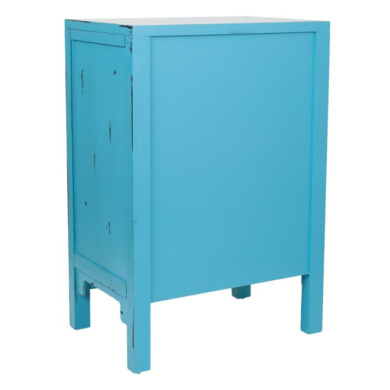 Table de chevet turquoise sapin et MDF 48x32x75 cm Liomio  - 4