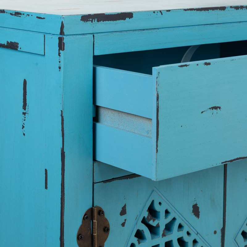 Table de chevet turquoise sapin et MDF 48x32x75 cm Liomio  - 5