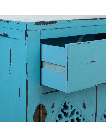Table de chevet turquoise sapin et MDF 48x32x75 cm Liomio  - 5