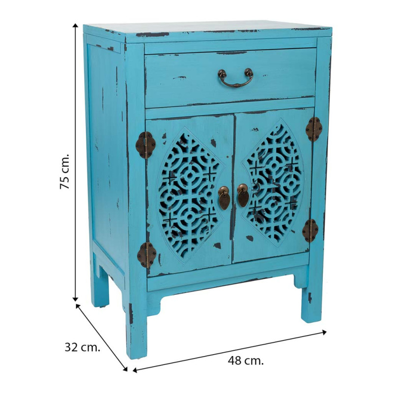 Table de chevet turquoise sapin et MDF 48x32x75 cm Liomio  - 8