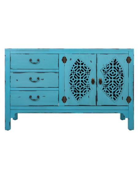 Buffet bleu turquoise sapin et MDF 106x36x68 cm Liomio  - 2