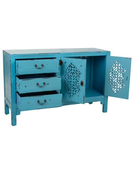 Buffet bleu turquoise sapin et MDF 106x36x68 cm Liomio  - 3