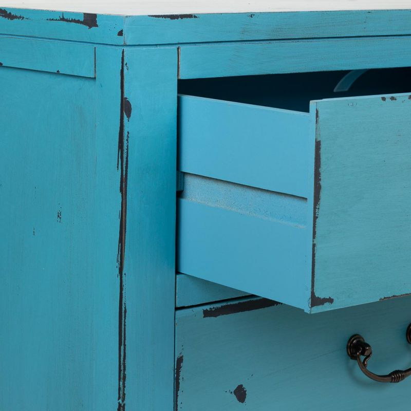 Buffet bleu turquoise sapin et MDF 106x36x68 cm Liomio  - 5