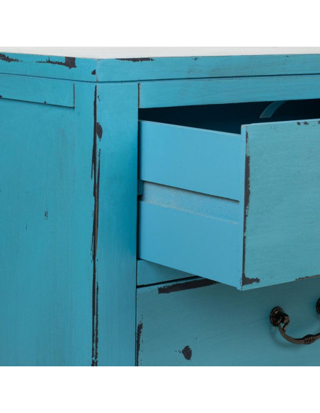 Buffet bleu turquoise sapin et MDF 106x36x68 cm Liomio  - 5