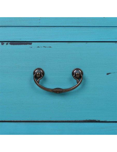 Buffet bleu turquoise sapin et MDF 106x36x68 cm Liomio  - 6