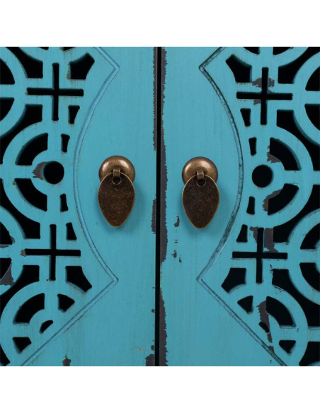Buffet bleu turquoise sapin et MDF 106x36x68 cm Liomio  - 7