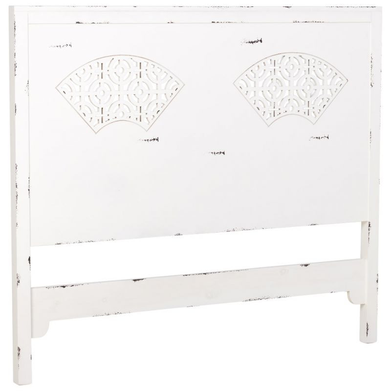 Tête de lit blanche patinée en sapin et MDF 150x5x130 cm Liomio  - 2