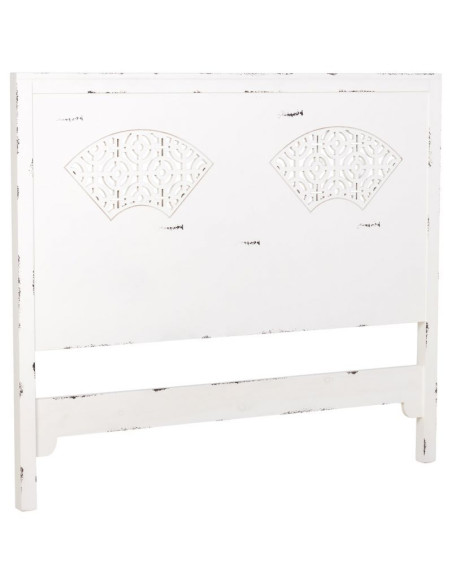 Tête de lit blanche patinée en sapin et MDF 150x5x130 cm Liomio  - 2