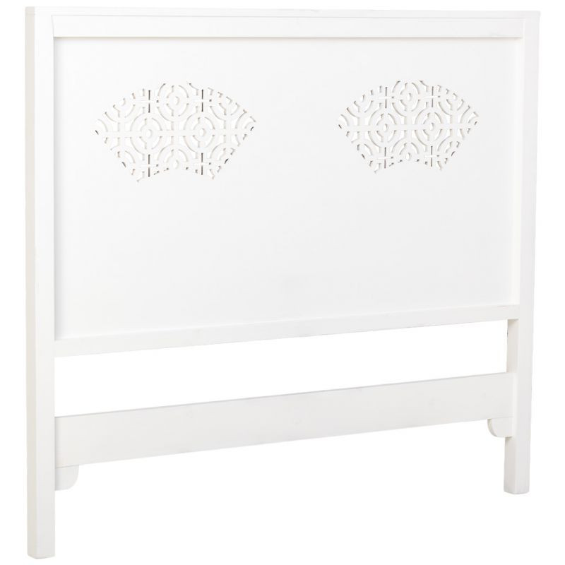 Tête de lit blanche patinée en sapin et MDF 150x5x130 cm Liomio  - 3
