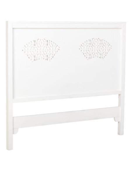 Tête de lit blanche patinée en sapin et MDF 150x5x130 cm Liomio  - 3