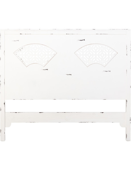 Tête de lit blanche patinée en sapin et MDF 150x5x130 cm Liomio  - 1