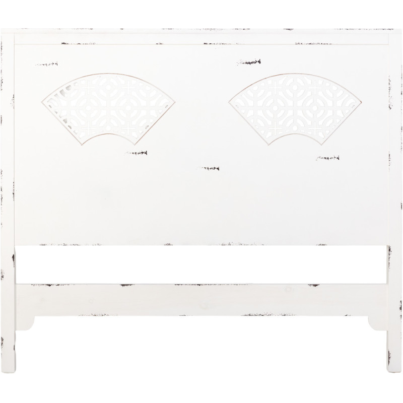 Tête de lit blanche patinée en sapin et MDF 150x5x130 cm Liomio  - 1