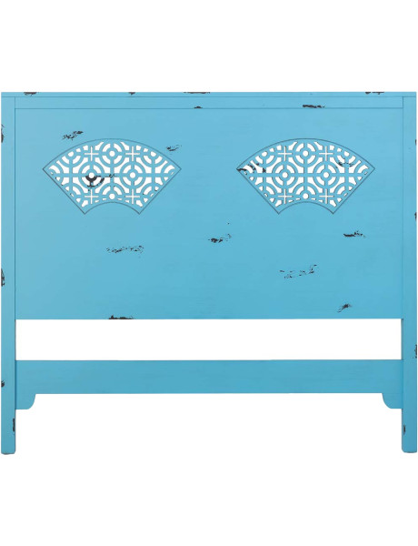 Tête de lit bleu turquoise en sapin et MDF 150x5x130 cm Liomio  - 1