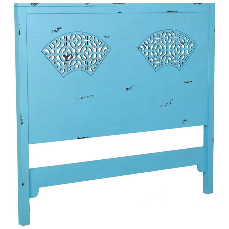 Tête de lit bleu turquoise en sapin et MDF 150x5x130 cm Liomio  - 2