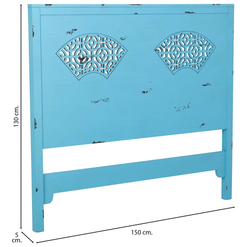Tête de lit bleu turquoise en sapin et MDF 150x5x130 cm Liomio  - 7