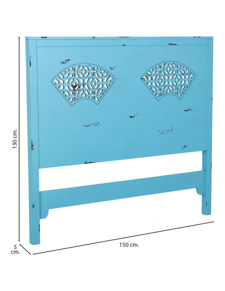 Tête de lit bleu turquoise en sapin et MDF 150x5x130 cm Liomio  - 7