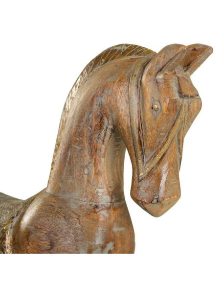 Cheval à bascule décoratif brun patiné en bois de manguier 56x14x58 cm Arotea  - 2