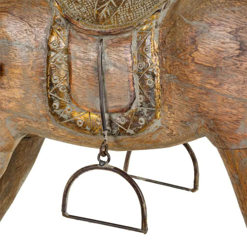 Cheval à bascule décoratif brun patiné en bois de manguier 56x14x58 cm Arotea  - 4
