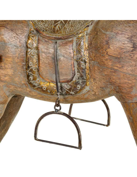 Cheval à bascule décoratif brun patiné en bois de manguier 56x14x58 cm Arotea  - 4