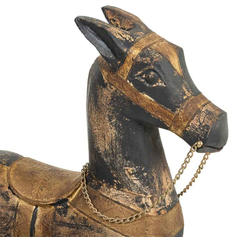 Cheval à bascule décoratif noir et doré en manguier 73x20x84 cm Aronio  - 3