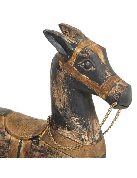 Cheval à bascule décoratif noir et doré en manguier 73x20x84 cm Aronio  - 3