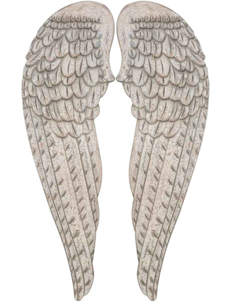 Paire d’ailes d’ange murales blanc vieilli en MDF 32x4x103 cm Azedia  - 1