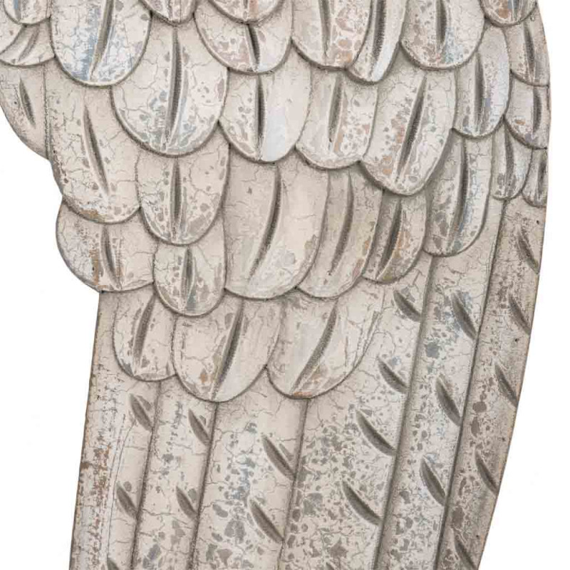 Paire d’ailes d’ange murales blanc vieilli en MDF 32x4x103 cm Azedia  - 3