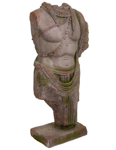 Statue de jardin torse homme antique gris pierre en oxyde de magnésium 38x22x76 cm Baevio  - 1